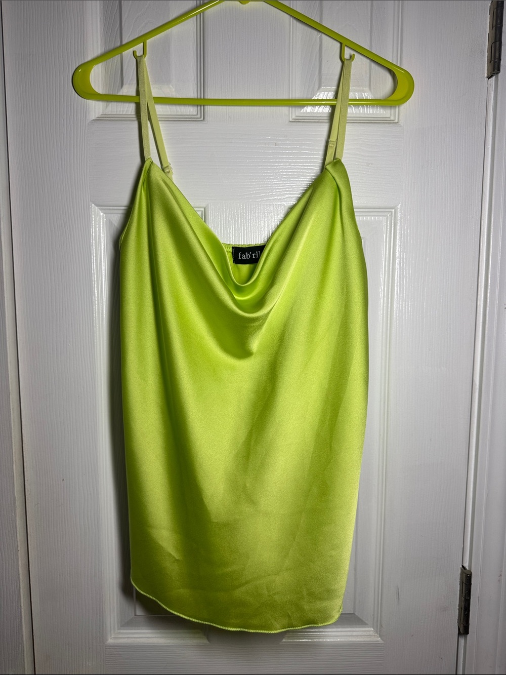 fab'rik Neon Lime Satin Cowl Neck Camisole
